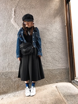 「rps（アールピーエス）のアイテム（デニムジャケット）」を使った、もぴこさん（レディース・160cm）の春コーディネート