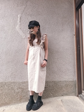 「UBIQ（ユービック）のUBIQ / PLATFORM SANDAL（サンダル）」を使った、もぴこさん（レディース・160cm）の夏コーディネート