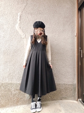 「CONVERSE（コンバース）のCONVERSE ALL STAR　ハイカットスニーカー（スニーカー）」を使った、もぴこさん（レディース・160cm）の冬コーディネート