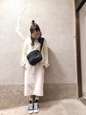 「CONVERSE（コンバース）のCONVERSE ALL STAR　ハイカットスニーカー（スニーカー）」を使った、もぴこさん（レディース・160cm）の冬コーディネート