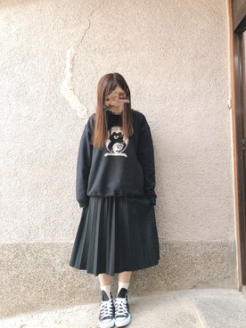 「CONVERSE（コンバース）のCONVERSE ALL STAR　ハイカットスニーカー（スニーカー）」を使った、もぴこさん（レディース・160cm）の冬コーディネート