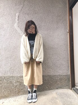 「CONVERSE（コンバース）のCONVERSE ALL STAR　ハイカットスニーカー（スニーカー）」を使った、もぴこさん（レディース・160cm）の冬コーディネート