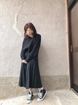 「CONVERSE（コンバース）のCONVERSE ALL STAR　ハイカットスニーカー（スニーカー）」を使った、もぴこさん（レディース・160cm）の冬コーディネート