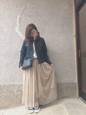 「CONVERSE（コンバース）のCONVERSE ALL STAR　ハイカットスニーカー（スニーカー）」を使った、もぴこさん（レディース・160cm）の春コーディネート