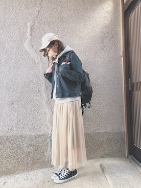 「CONVERSE（コンバース）のCONVERSE ALL STAR　ハイカットスニーカー（スニーカー）」を使った、もぴこさん（レディース・160cm）の春コーディネート