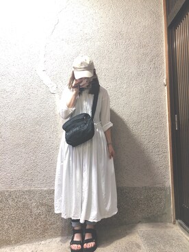 「UBIQ（ユービック）のUBIQ / PLATFORM SANDAL（サンダル）」を使った、もぴこさん（レディース・160cm）の夏コーディネート