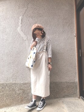 「CONVERSE（コンバース）のCONVERSE ALL STAR　ハイカットスニーカー（スニーカー）」を使った、もぴこさん（レディース・160cm）の秋コーディネート