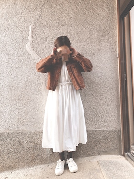 「a.g.plus（エージープラス）のアイテム（ジャケット/アウター）」を使った、もぴこさん（レディース・160cm）の秋コーディネート