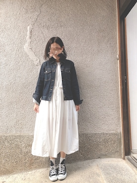 「無印良品（ムジルシリョウヒン）のアイテム（デニムジャケット）」を使った、もぴこさん（レディース・160cm）の秋コーディネート