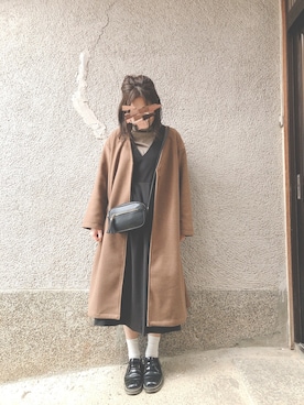 「cepo（セポ）のアイテム（ノーカラージャケット）」を使った、もぴこさん（レディース・160cm）の冬コーディネート