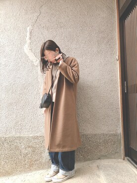 「cepo（セポ）のアイテム（ノーカラージャケット）」を使った、もぴこさん（レディース・160cm）の冬コーディネート