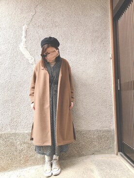 「cepo（セポ）のアイテム（ノーカラージャケット）」を使った、もぴこさん（レディース・160cm）の冬コーディネート