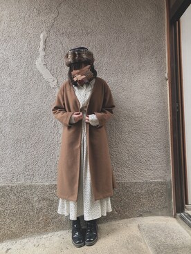 「cepo（セポ）のアイテム（ノーカラージャケット）」を使った、もぴこさん（レディース・160cm）の冬コーディネート