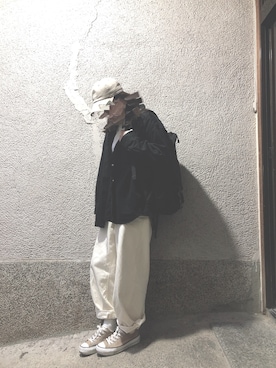 「QUEENHEAD（クイーンヘッド）のアイテム（キャップ）」を使った、もぴこさん（レディース・160cm）の春コーディネート