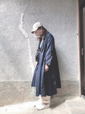 「QUEENHEAD（クイーンヘッド）のアイテム（キャップ）」を使った、もぴこさん（レディース・160cm）の春コーディネート