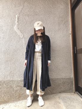 「QUEENHEAD（クイーンヘッド）のアイテム（キャップ）」を使った、もぴこさん（レディース・160cm）の春コーディネート