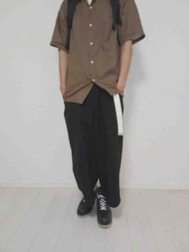 「UNIQLO（ユニクロ）のオープンカラーシャツ（半袖）（シャツ/ブラウス、グリーン系）」を使った、タイキさん（メンズ・174cm）の夏コーディネート