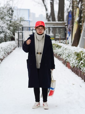 「TYAKASHAのアイテム（帽子）」を使った、兔子酱兔子酱さん（レディース・166cm）の冬コーディネート