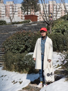 「TYAKASHAのアイテム（帽子）」を使った、兔子酱兔子酱さん（レディース・166cm）の冬コーディネート