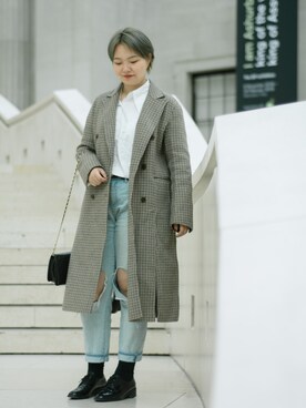 「NICE CLAUP（ナイスクラップ）のアイテム（ピーコート）」を使った、兔子酱兔子酱さん（レディース・166cm）の秋コーディネート