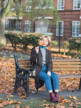 「MARC JACOBS（マークジェイコブス）のアイテム（クラッチバッグ）」を使った、兔子酱兔子酱さん（レディース・166cm）の秋コーディネート