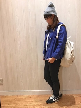 「DRESKIP（ドレスキップ）のアイテム（ニットキャップ/ビーニー）」を使った、チエさん（レディース・156cm）の冬コーディネート