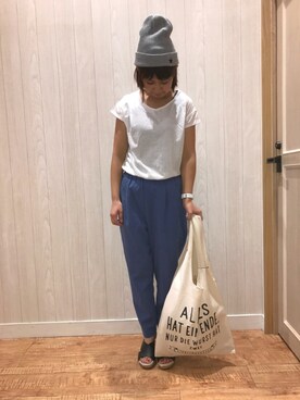 「DRESKIP（ドレスキップ）のアイテム（ニットキャップ/ビーニー）」を使った、チエさん（レディース・156cm）の春コーディネート