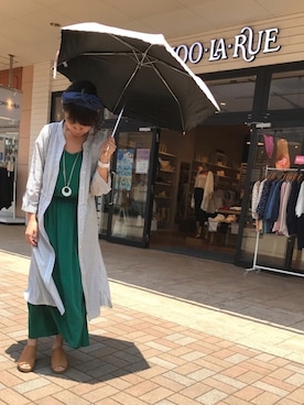 「傘」｜「アイテム（シャツワンピース）」を使った、チエさん（レディース・156cm）の夏コーディネート