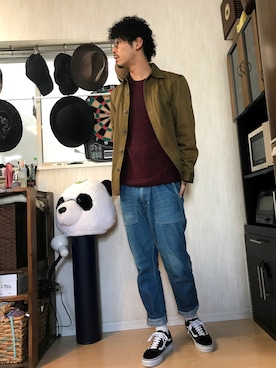 「SHIPS JET BLUE（シップスジェットブルー）のアイテム（ニット/セーター）」を使った、PANDAさん（メンズ・177cm）の秋コーディネート