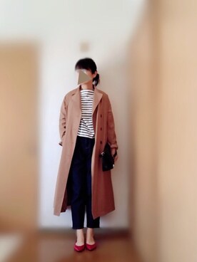 「赤い靴」｜「アイテム（トレンチコート）」を使った、matinさん（レディース・163cm）の春コーディネート