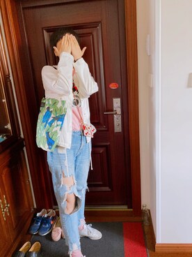 「MONKI（モンキ）のアイテム（ジャケット/アウター）」を使った、banjinさん（レディース・169cm）の春コーディネート