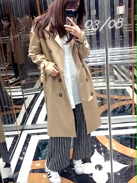 「MEIER.Q（マイヤーキュー）のアイテム（トレンチコート）」を使った、유나さん（レディース・167cm）の秋コーディネート