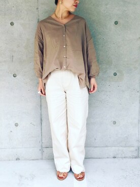 「Soierie（ソワリー）のアイテム（ネックレス）」を使った、真依子さん（レディース・152cm）の春コーディネート