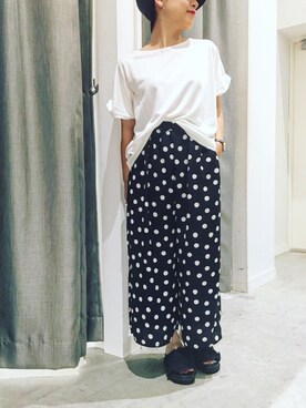 「ドットパンツ」｜真依子さん（レディース・152cm）の春コーディネート