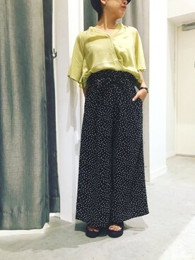 「ドットパンツ」｜真依子さん（レディース・152cm）の夏コーディネート