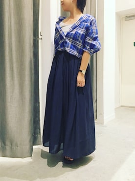 「H0183L20044」｜真依子さん（レディース・152cm）の夏コーディネート