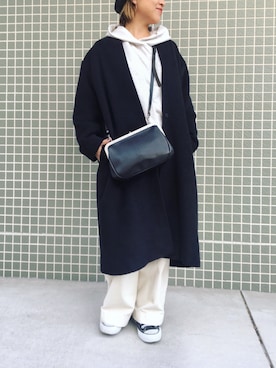 「AMERICAN HOLIC（アメリカンホリック）のフード付裏毛プルオーバー（パーカー）」を使った、真依子さん（レディース・152cm）の冬コーディネート