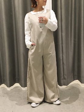 「AMERICAN HOLIC」｜「アイテム（サロペット/オーバーオール）」を使った、真依子さん（レディース・152cm）の春コーディネート