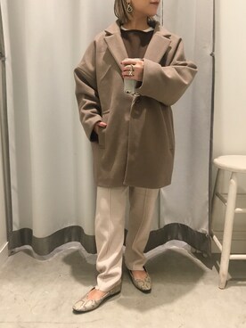 「秋のカフェオレコーデ」｜「アイテム（その他アウター）」を使った、真依子さん（レディース・152cm）の秋コーディネート
