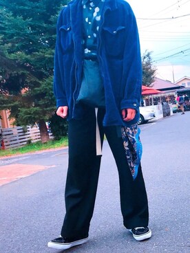 「my beautiful landlet（マイビューティフルランドレット）のアイテム（バッグ）」を使った、layeさん（メンズ・179cm）の秋コーディネート