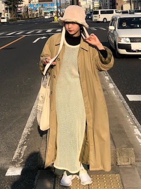 「アイテム（ステンカラーコート）」を使った、Ryokaさん（レディース・162cm・20代）の秋コーディネート