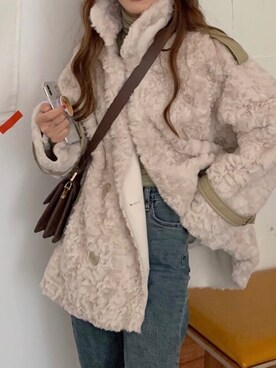 「ファー」｜「アイテム（ムートンコート）」を使った、영화さん（レディース・166cm）の秋コーディネート
