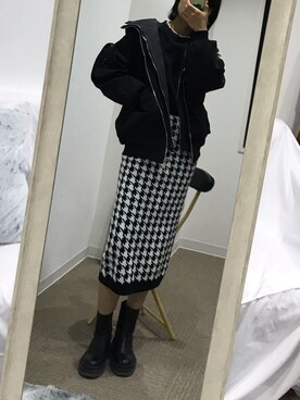 「チドリ柄」｜「アイテム（ブルゾン）」を使った、영화さん（レディース・166cm）の冬コーディネート