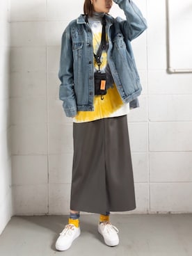 「アイテム（スリッポン）」を使った、영화さん（レディース・166cm）の春コーディネート