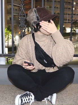 「ZIP FIVE（ジップファイブ）のアイテム（キャップ）」を使った、ひよりさん（レディース・162cm）の秋コーディネート