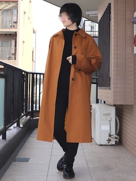 「タッセルローファー」｜「アイテム（ステンカラーコート）」を使った、ひよりさん（レディース・162cm）の冬コーディネート