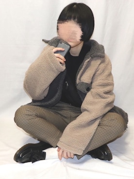 「タッセルローファー」｜「アイテム（ブルゾン）」を使った、ひよりさん（レディース・162cm）の冬コーディネート