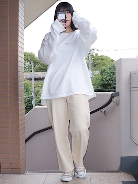 「flaner（フラネ）のアイテム（パンツ）」を使った、ひよりさん（レディース・162cm）の秋コーディネート