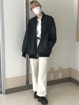 「JEANASIS（ジーナシス）のアイテム（MA-1）」を使った、ひよりさん（レディース・162cm）の春コーディネート
