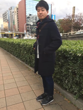 「BLACK LABEL CRESTBRIDGE（ブラックレーベル・クレストブリッジ）のアイテム（ダッフルコート）」を使った、Jさん（メンズ・178cm）の冬コーディネート